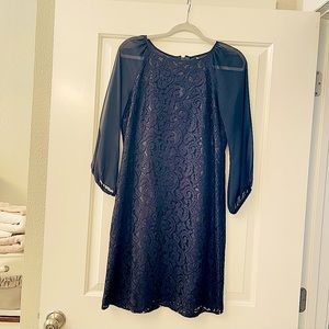 Andre Oliver, Black Dress/Long Sleeve/Lace Overlay